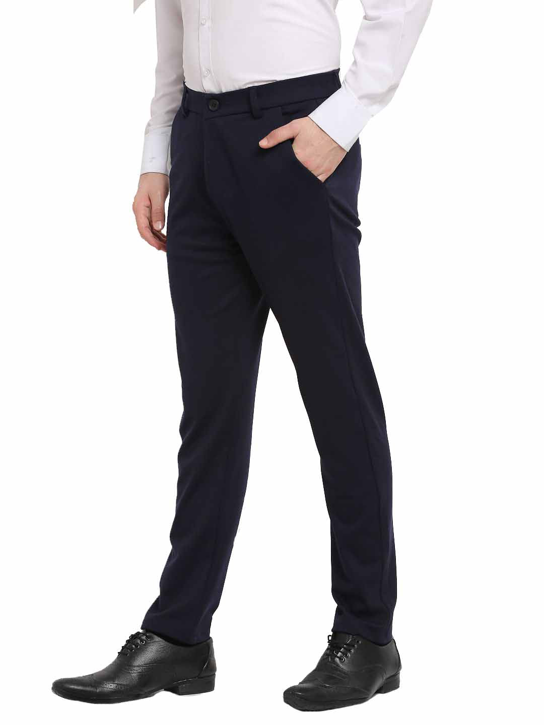Cream Formal Trousers for Men - Indian Needle Cotton Pants