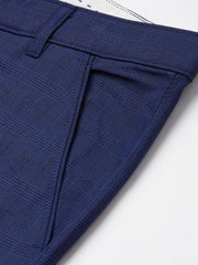 DesiQlo Men's Blue Checked Formal Trousers ( FGP 270Blue )