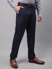 DesiQlo Men's Navy Tapered Fit Formal Trousers