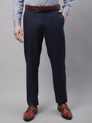 DesiQlo Men's Navy Tapered Fit Formal Trousers