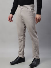 DesiQlo Men's Light Grey Tapered Fit Formal Trousers