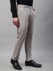 DesiQlo Men's Light Grey Tapered Fit Formal Trousers