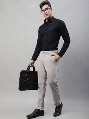 DesiQlo Men's Light Grey Tapered Fit Formal Trousers
