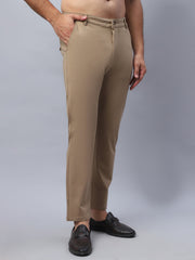 Tapered Fit  Solid Trousers For Men ( FGP 279Beige )