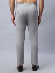 Tapered Fit  Solid Trousers For Men ( FGP 279Light-Grey )
