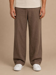 Solid Relaxed-Fit Cotton Korean Pants ( RDGP 304Brown )