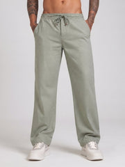 Linen Relaxed-Fit Regular Trousers for Men ( RDGP 306Pista )
