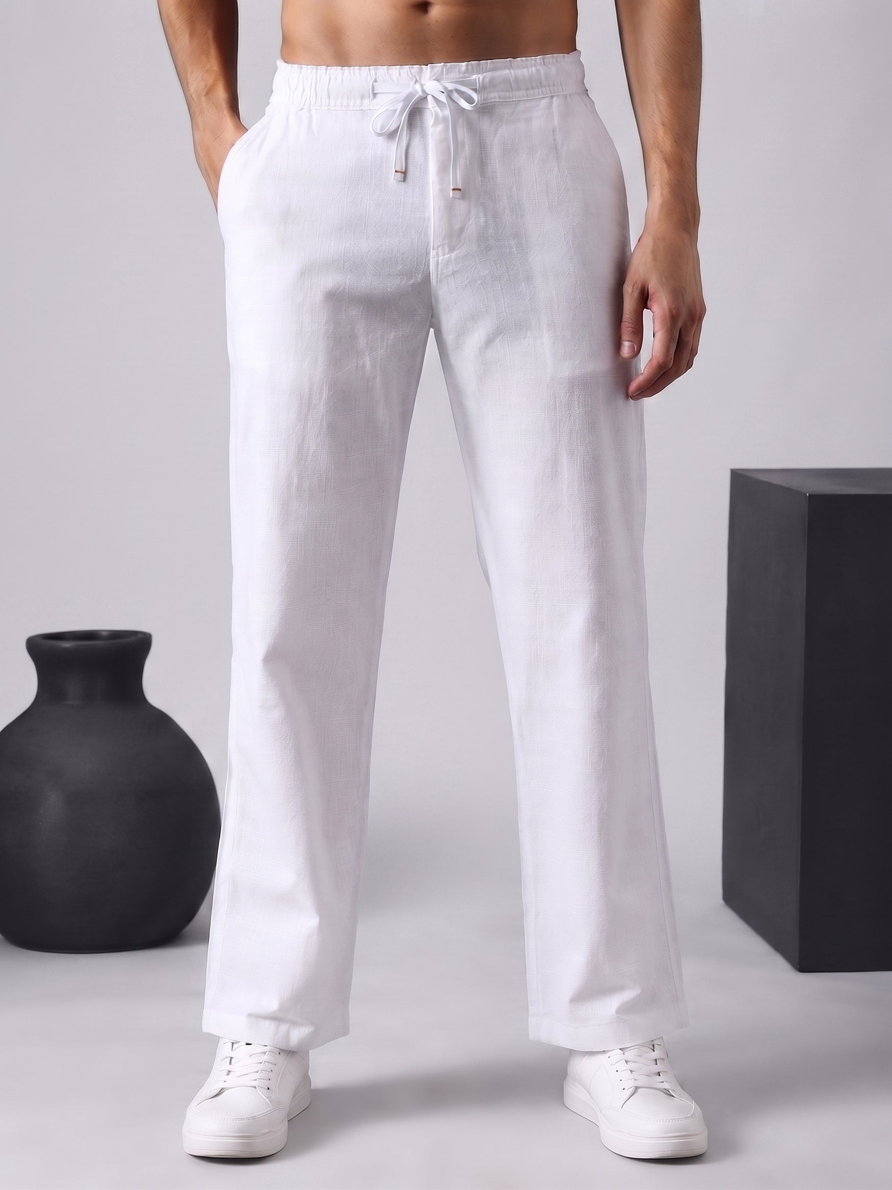 DesiQlo Men Solid Men Trousers & Pants - Multicolor - RDGP_306White