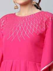 Pink Glitter Printed Kurta with Dhoti Pants-AHKUDH-COMBO-402-FF