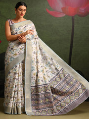 Women's Blend Rust Printed Designer Saree With Blouse Piece-HOLAND55B