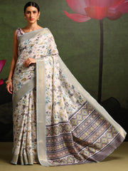 Women's Blend Rust Printed Designer Saree With Blouse Piece-HOLAND55B