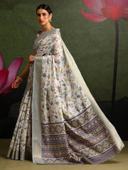 Women's Blend Rust Printed Designer Saree With Blouse Piece-HOLAND55B