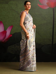 Women's Blend Rust Printed Designer Saree With Blouse Piece-HOLAND55B