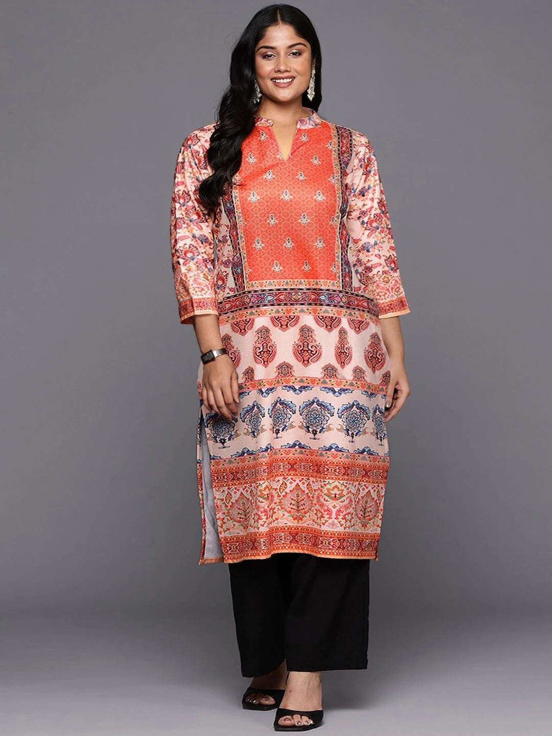 Printed Velvet Indian Kurtas: Gotta Patti Detail for Women