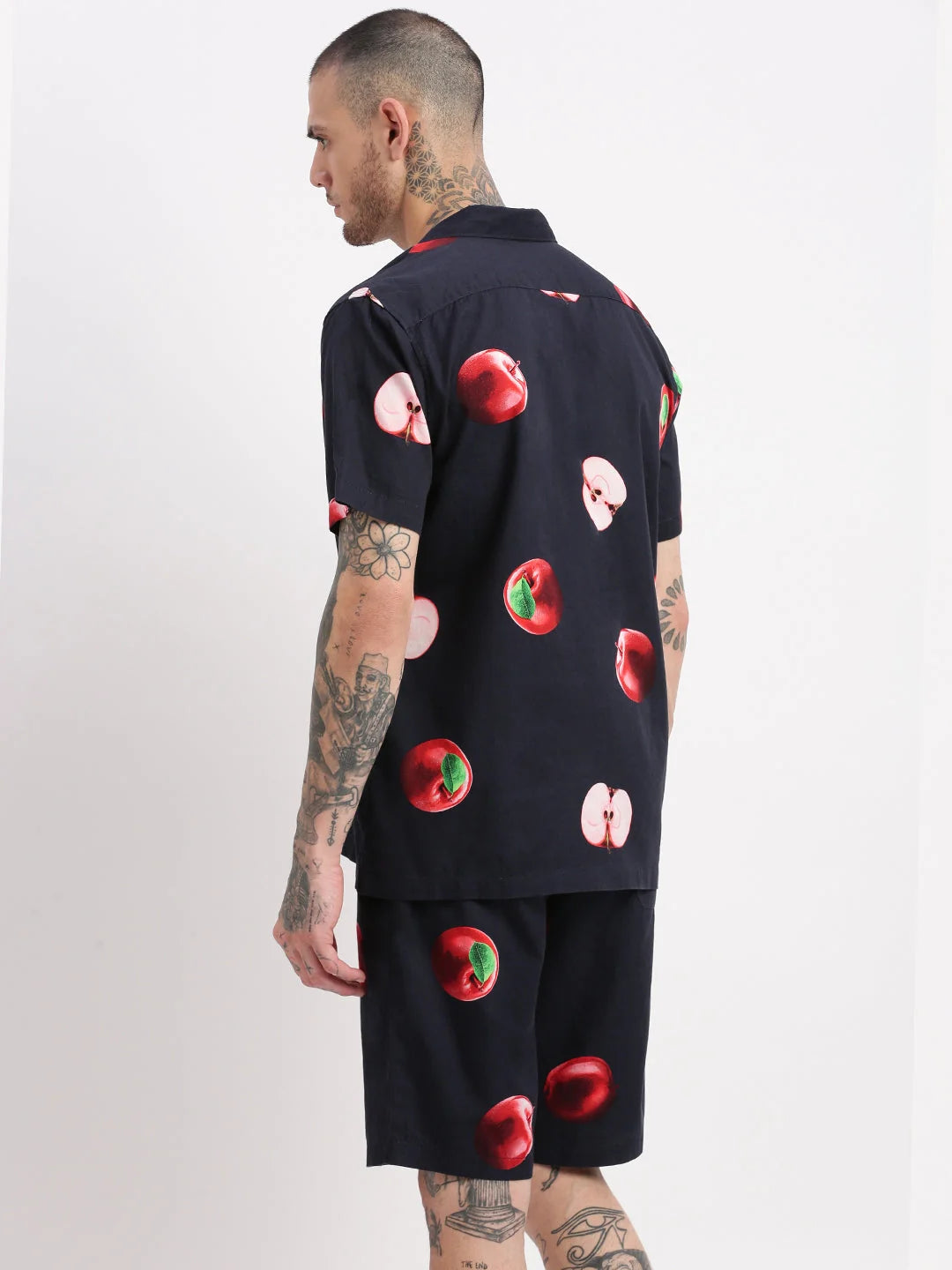 Men's Navy Graphic Co-ord Set | Cuban Collar Two Piece Outfit