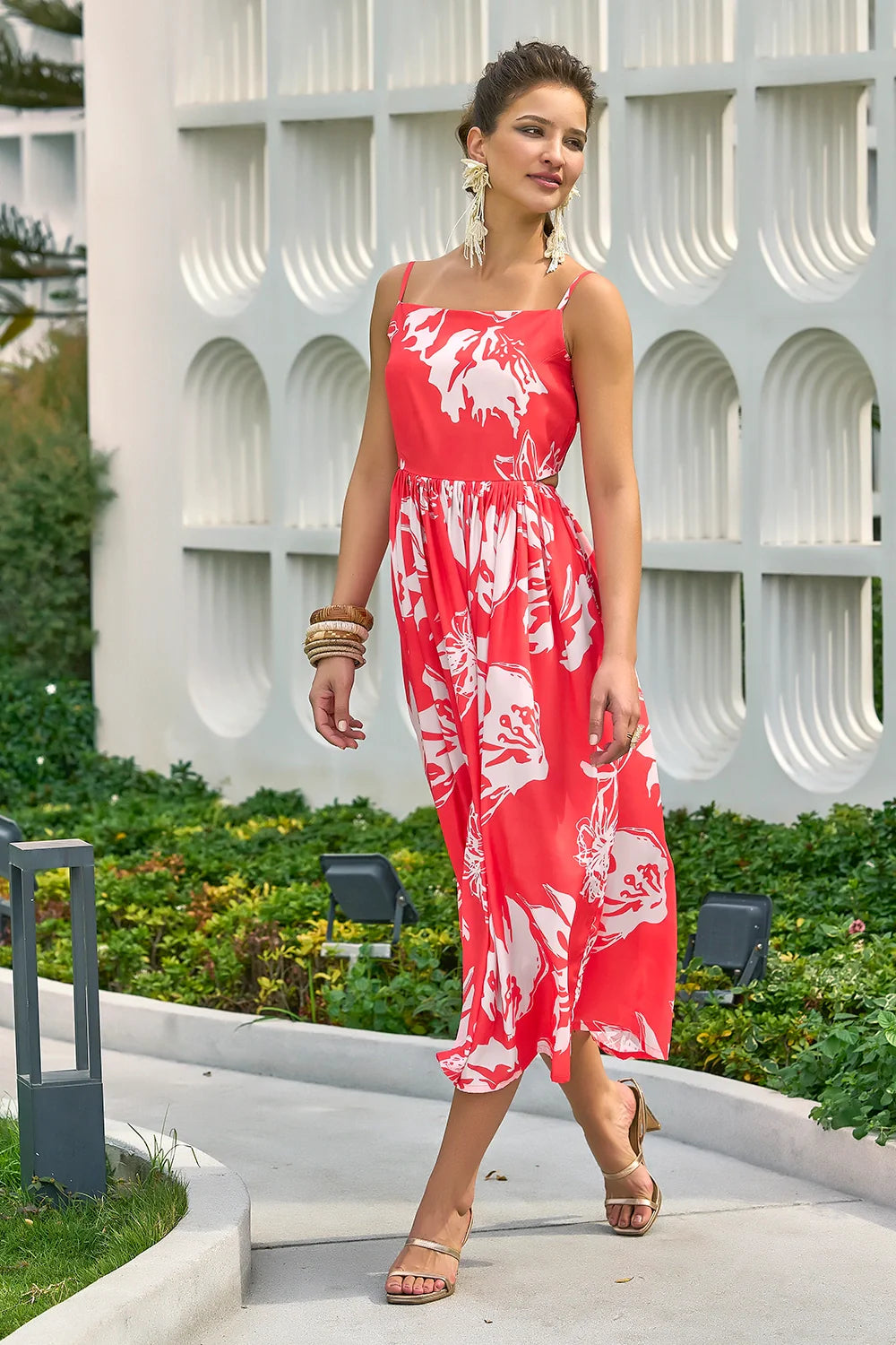 Floral beach resort wear dress for women