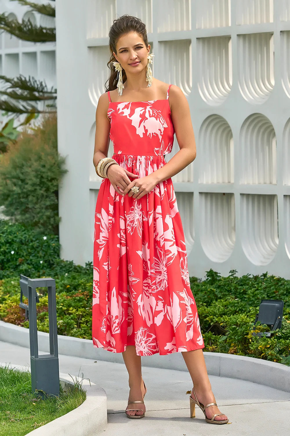 Floral beach resort wear dress for women
