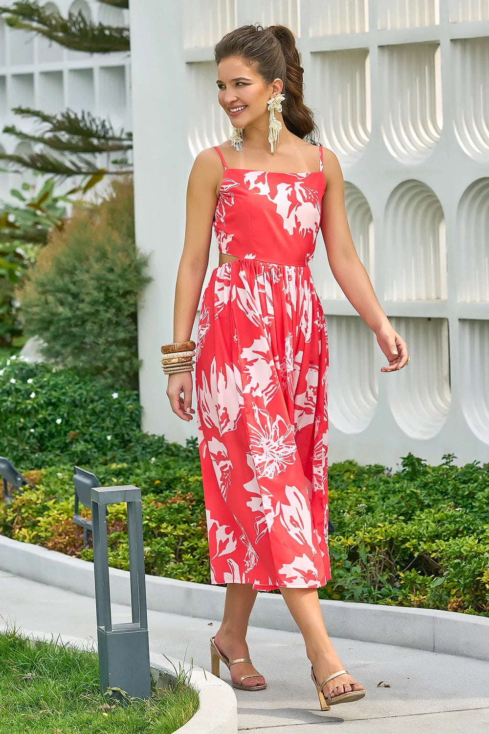 Floral beach resort wear dress for women