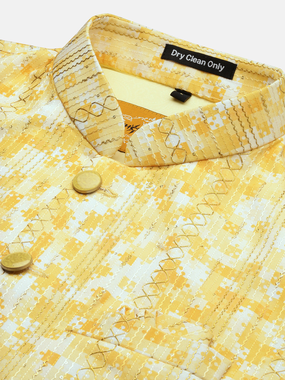 Yellow Embellished Nehru Jacket | Trendy Mens Kurta Pajama Set