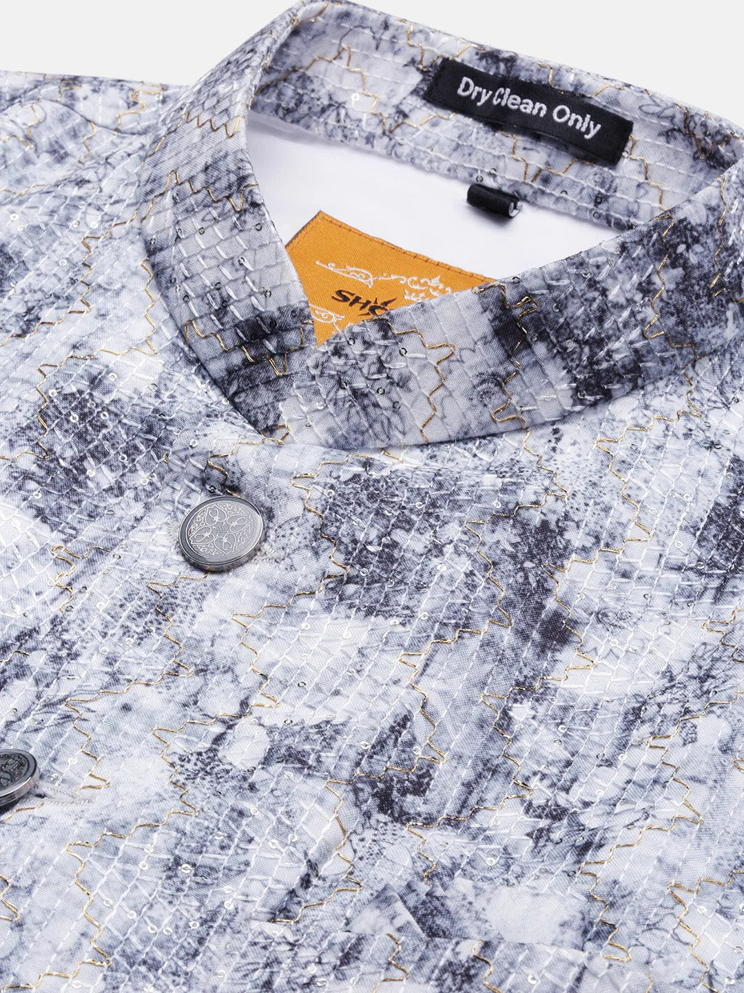 Grey Embroidered Mens Nehru Jacket | Kurta Pajama - Showoff