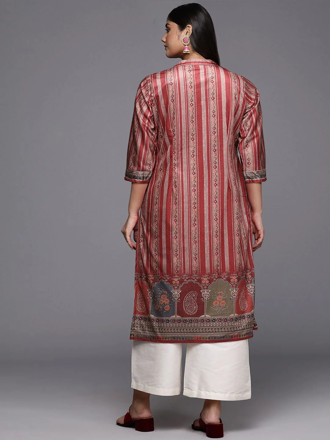 Striped Gotta Patti Velvet Indian Kurta for Ladies Online