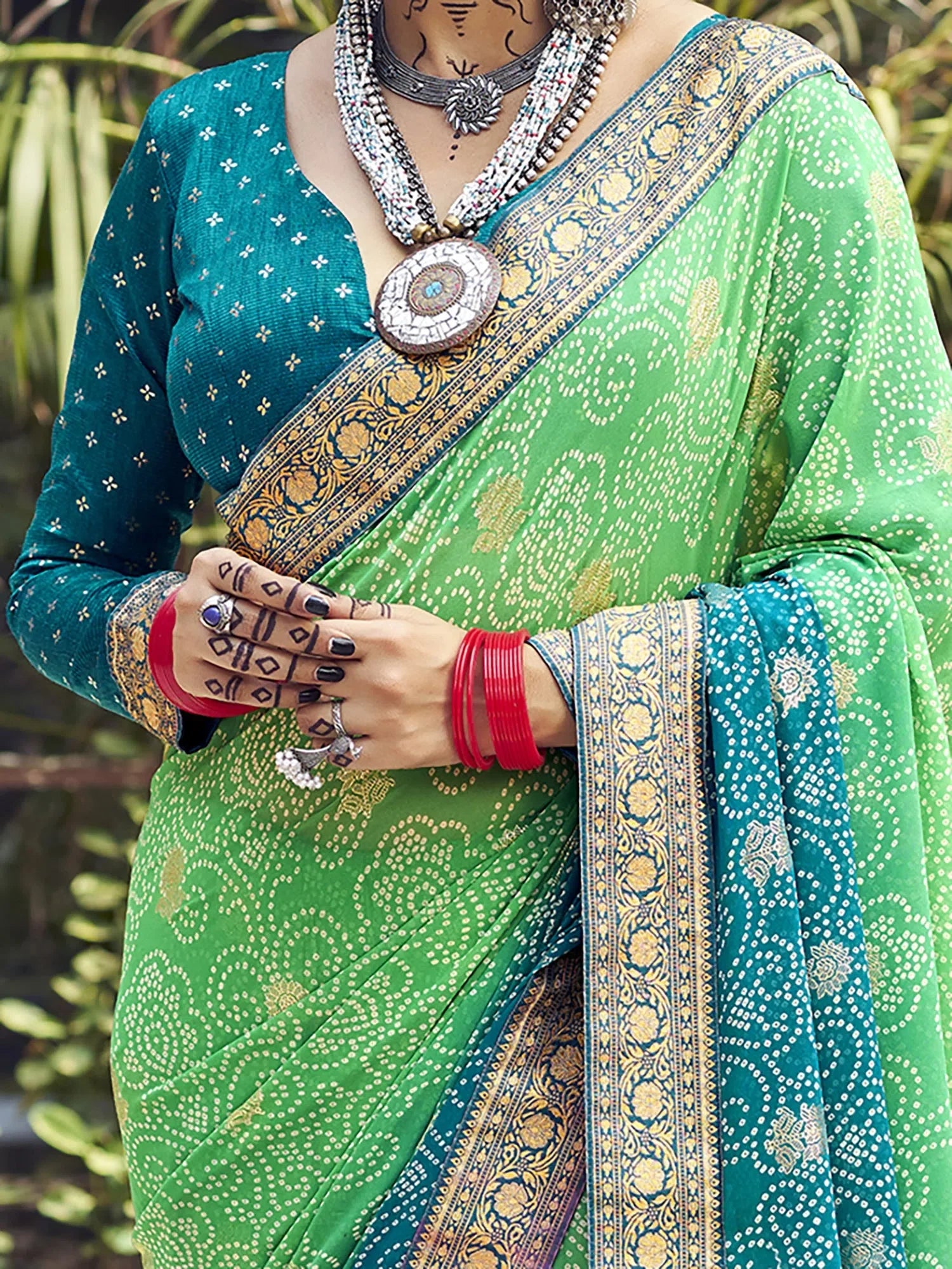 Sea Green Embellished Saree | Stylish Indian Sarees Online
