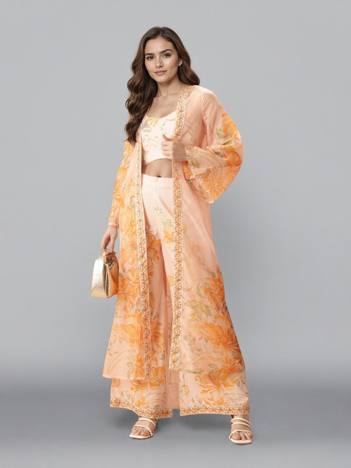 Women Off White Shoulder Straps Printed Smart Casual Co-Ords Set-GI-AHBLPZJK-COMBO-1148