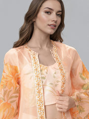 Women Off White Shoulder Straps Printed Smart Casual Co-Ords Set-GI-AHBLPZJK-COMBO-1148