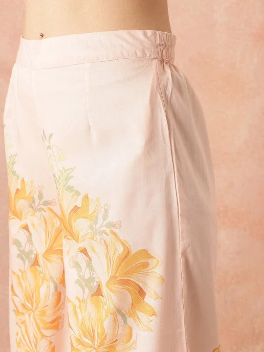 Women Off White Shoulder Straps Printed Smart Casual Co-Ords Set