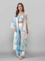 Women Off White Shoulder Straps Printed Smart Casual Co-Ords Set-GI-AHBLPZJK-COMBO-1149