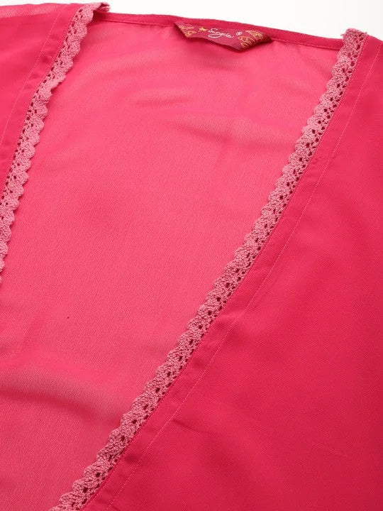 Women Pink Shoulder Straps Printed Smart Casual Co-Ords Set