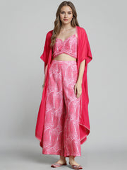 Women Pink Shoulder Straps Printed Smart Casual Co-Ords Set-GI-AHBLPZJK-COMBO-1150