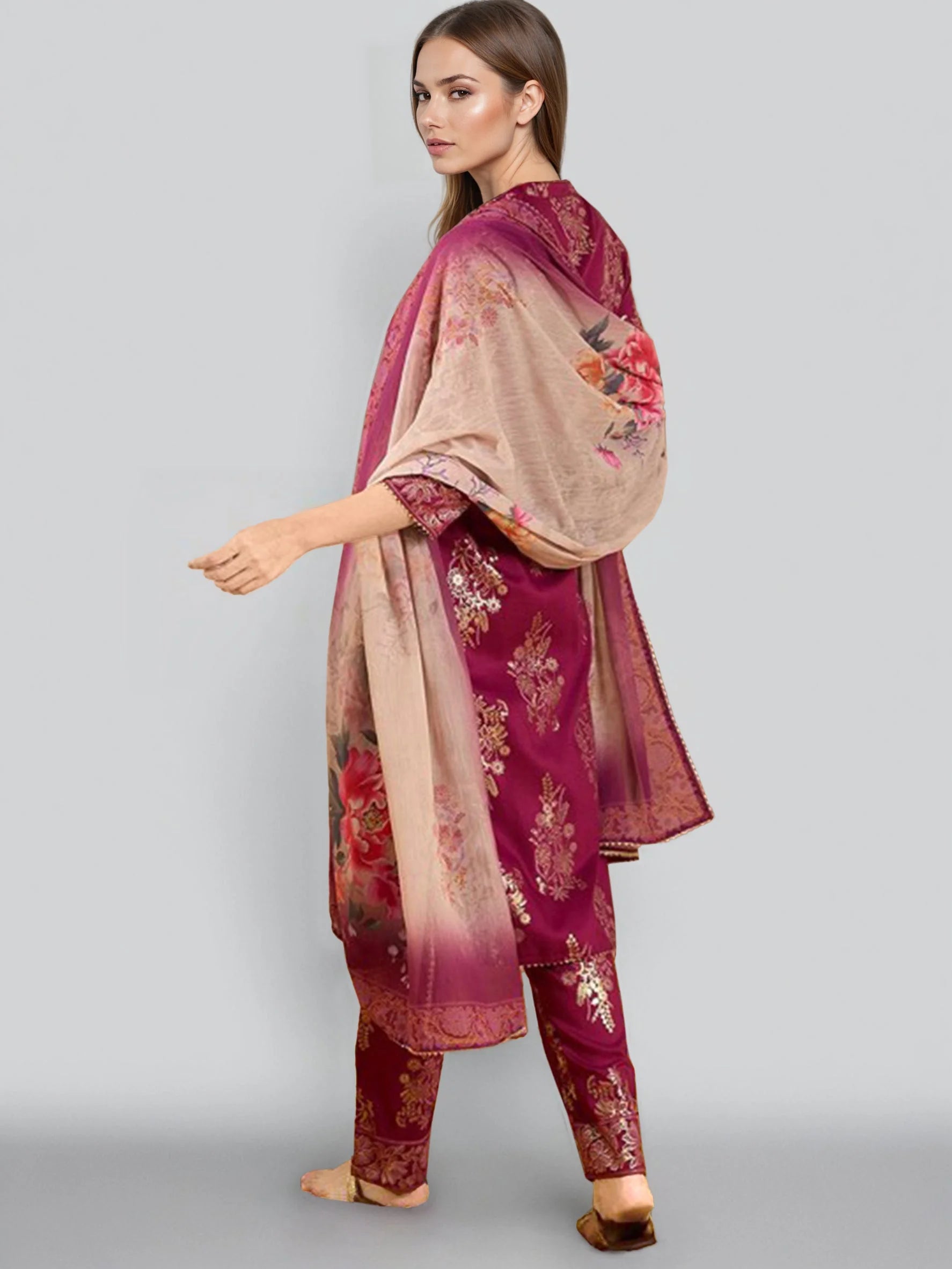 Women Purple Ethnic Printed Angrakha Kurta Set-GI-AHKUPNDU-COMBO-1146