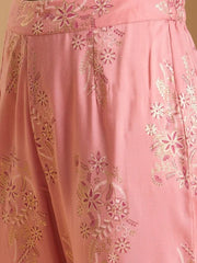 Women Pink Ethnic Printed Pleated Kurta Set-GI-AHKUPNDU-COMBO-1147
