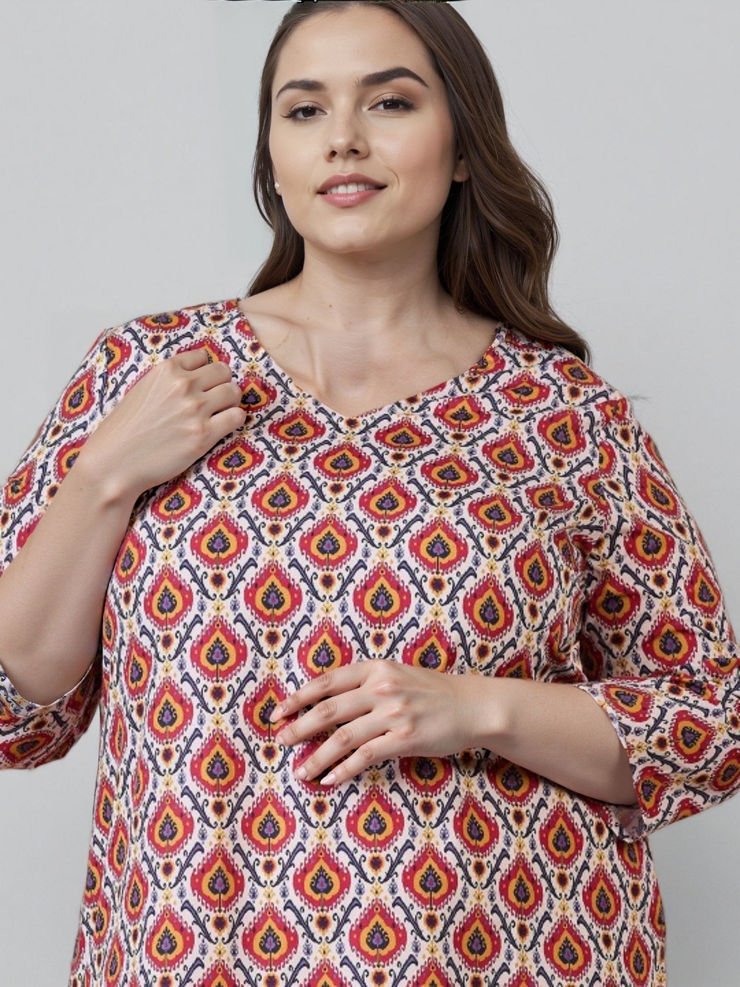 Women Pink Floral Printed Casual Regular Kurta