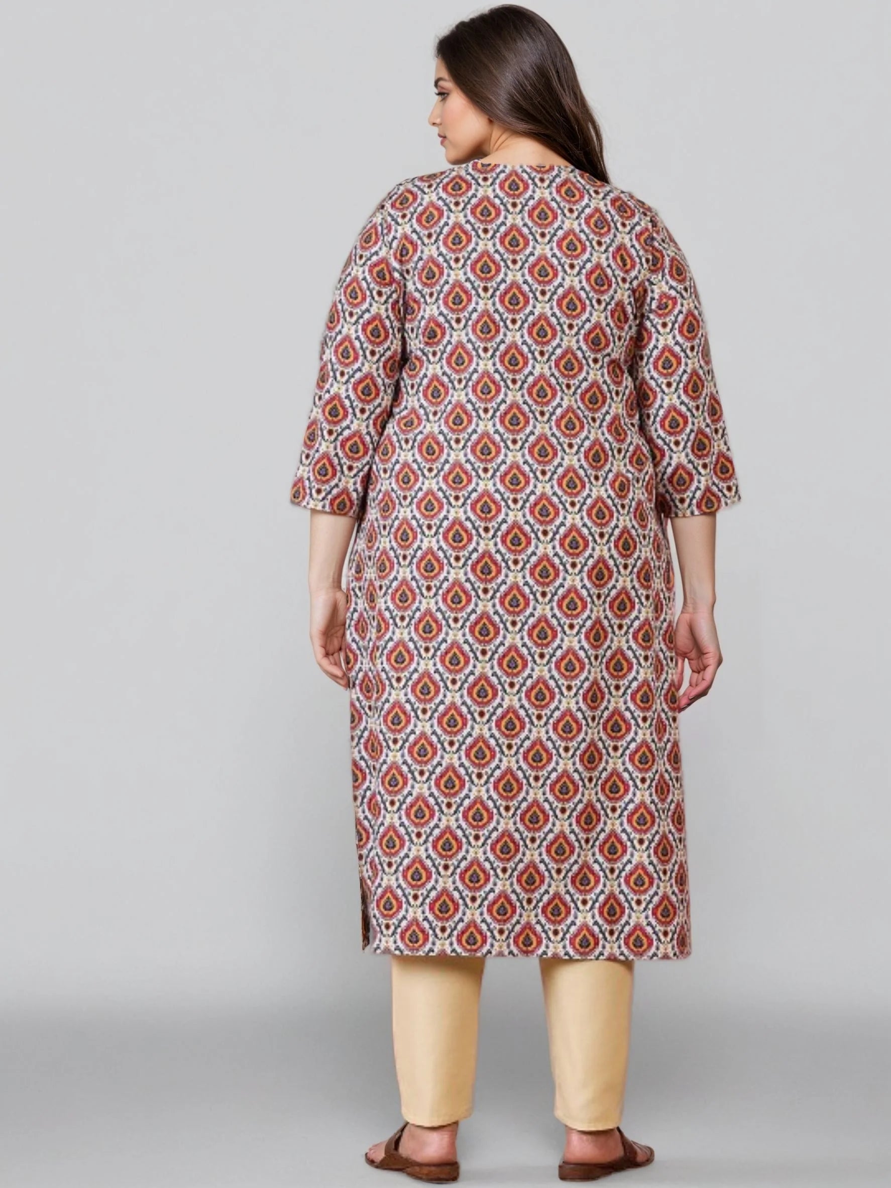 Women Pink Floral Printed Casual Regular Kurta