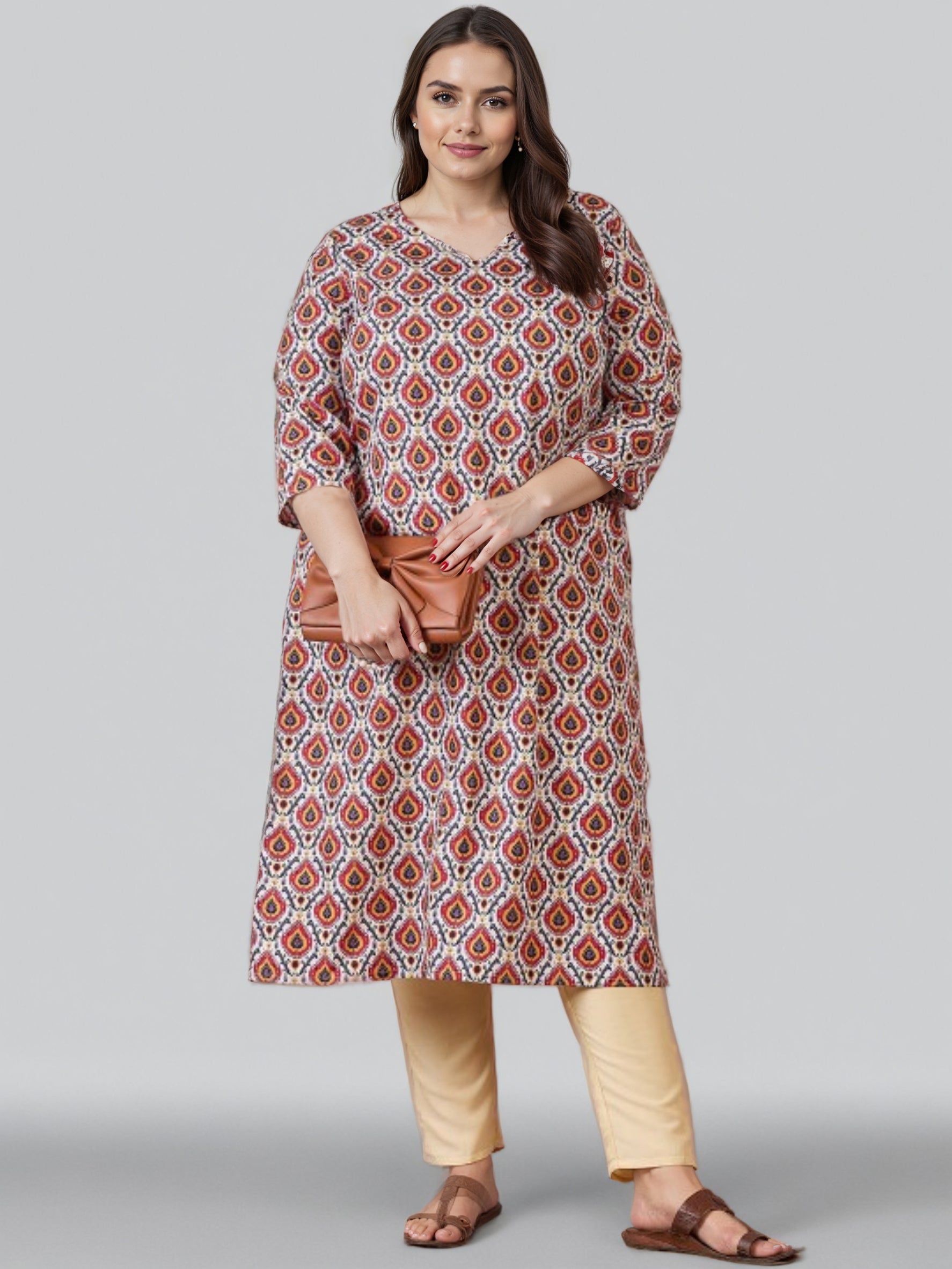 Women Pink Floral Printed Casual Regular Kurta