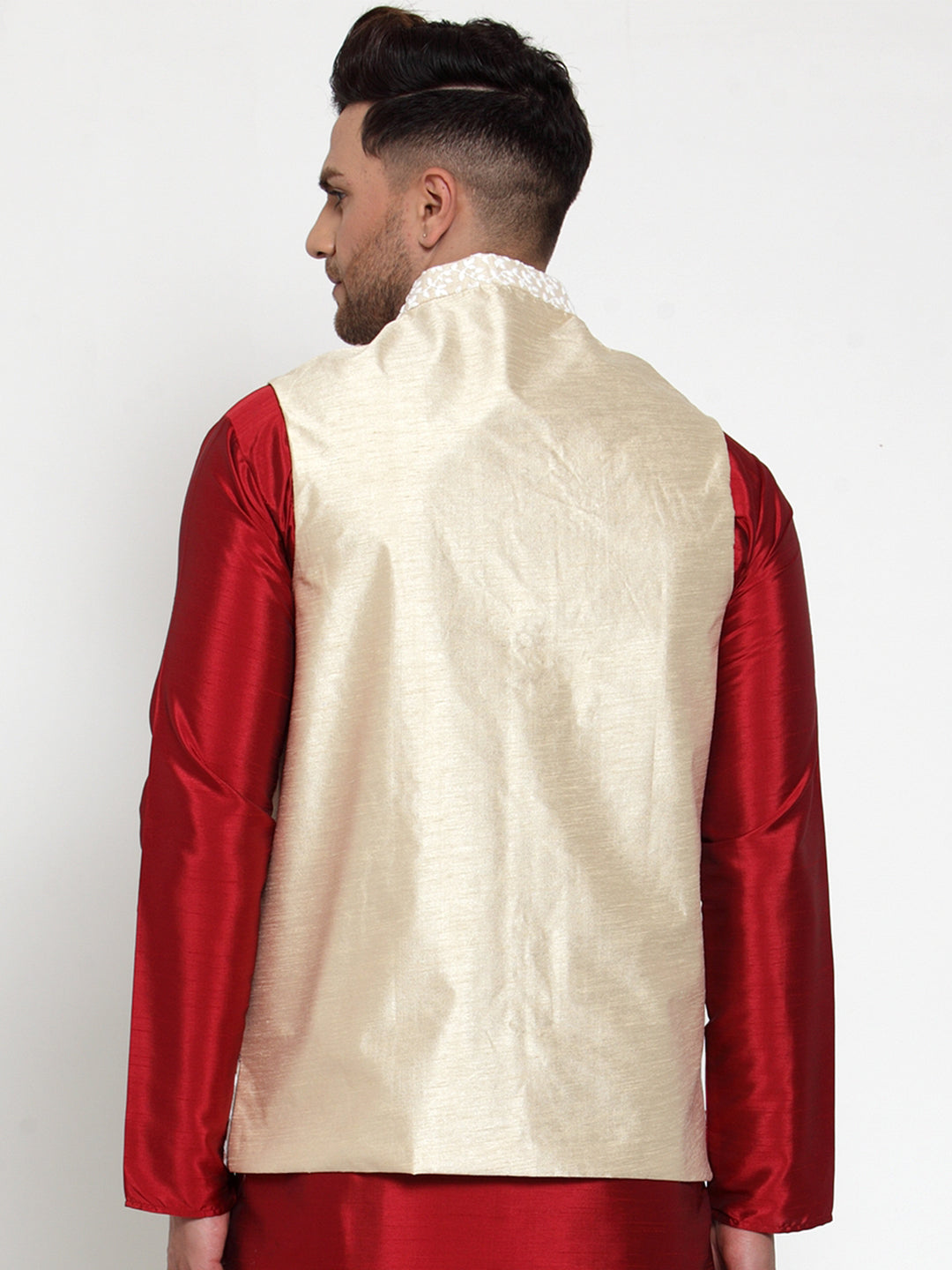 Men's Beige Embroidered Nehru Jacket | Ethnic Nehru Jackets