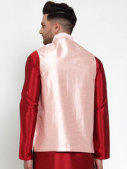 Men's Pink Embroidered Nehru Jacket