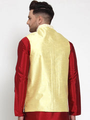 Men's Yellow Embroidered Nehru Jacket