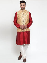 Men's Gold Embroidered Nehru Jacket
