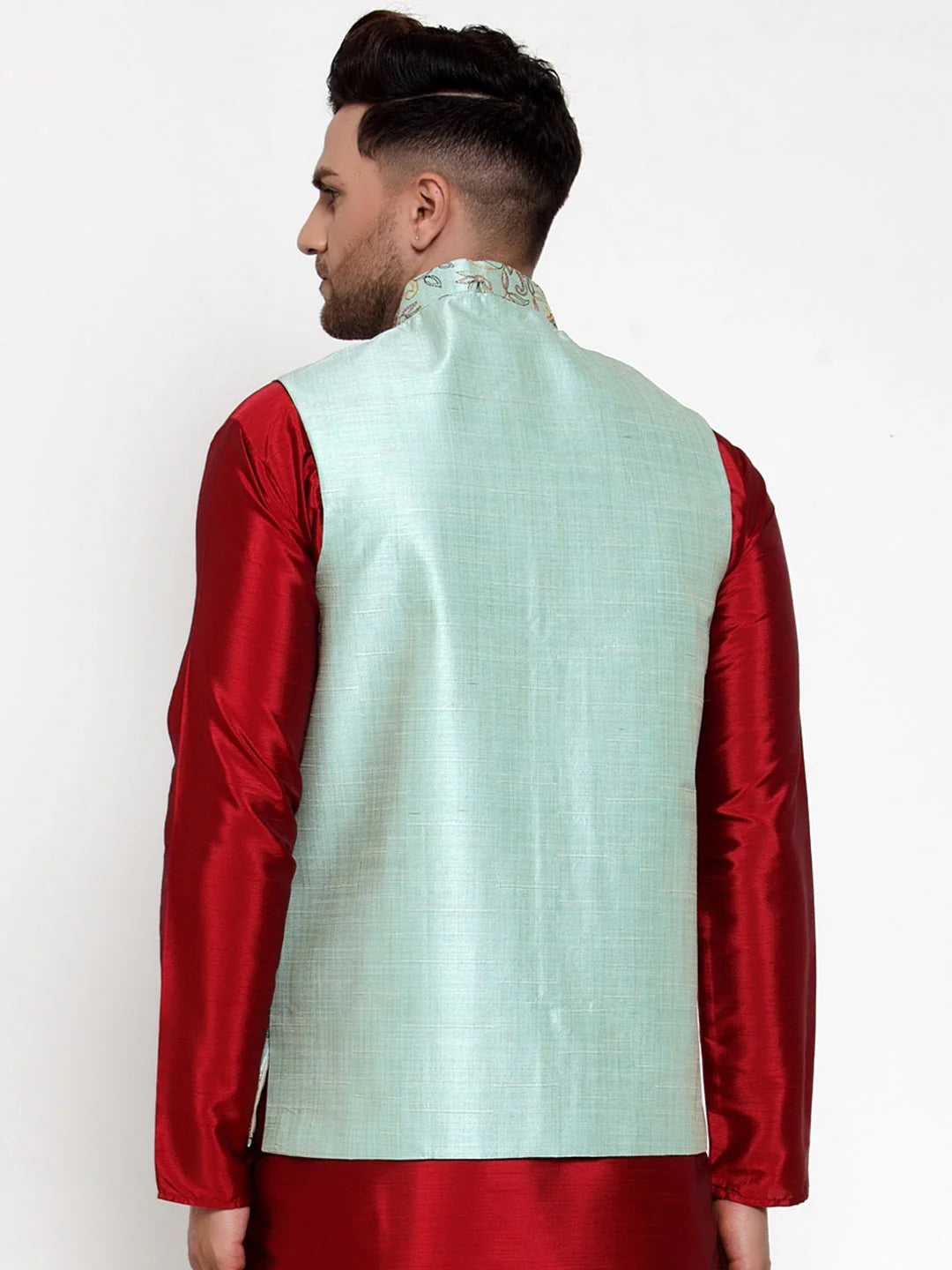 Blue Embroidered Nehru Jacket - Modi Jacket for Men
