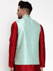 Men's Blue Embroidered Nehru Jacket