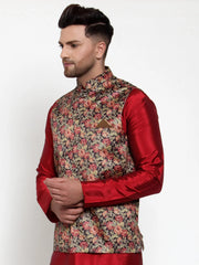 Men's Black Current Printed Nehru Jacket