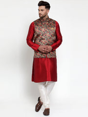 Men's Black Current Printed Nehru Jacket