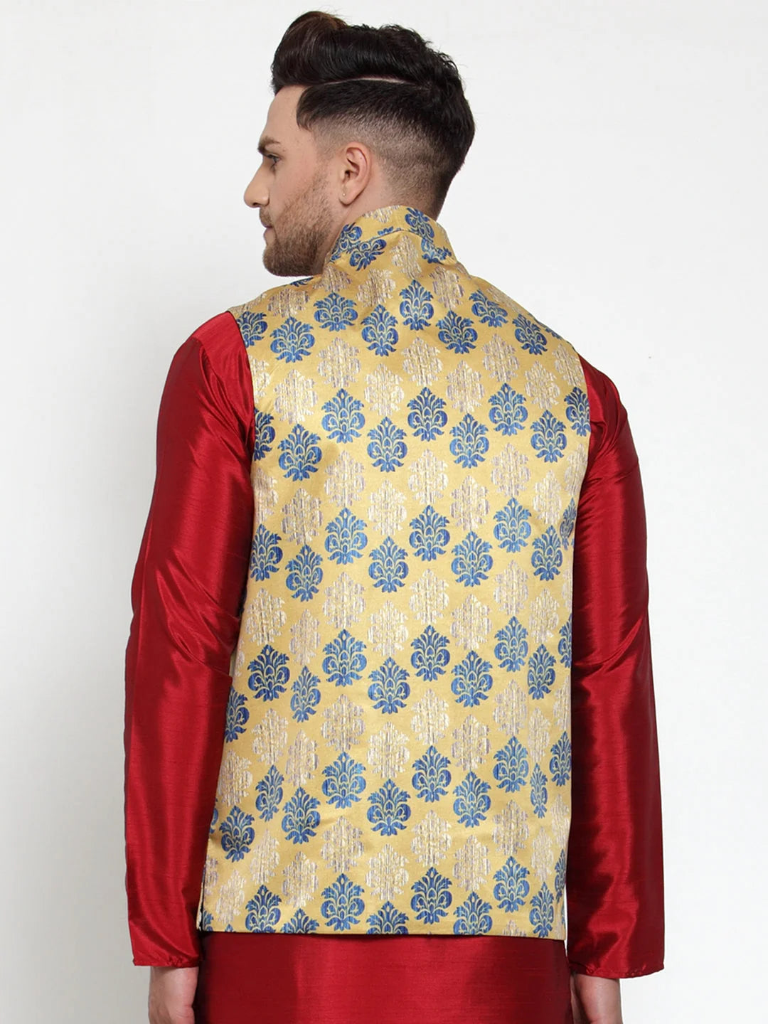 Gold Printed Nehru Jacket - Nehru Jacket Wedding Style