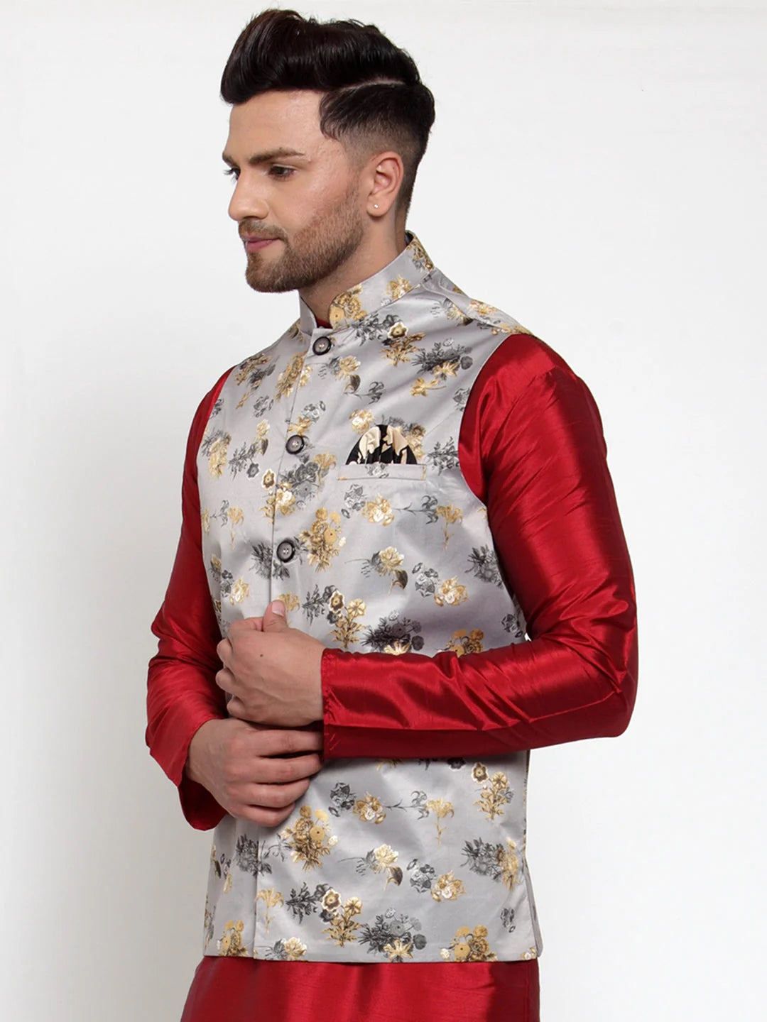 Grey Solid Nehru Jacket - Men's Ethnic Nehru Jackets