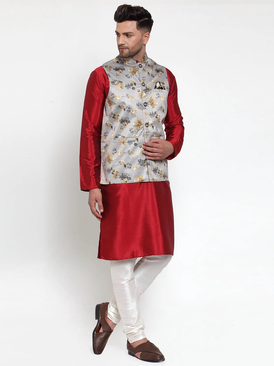 Grey Solid Nehru Jacket - Men's Ethnic Nehru Jackets
