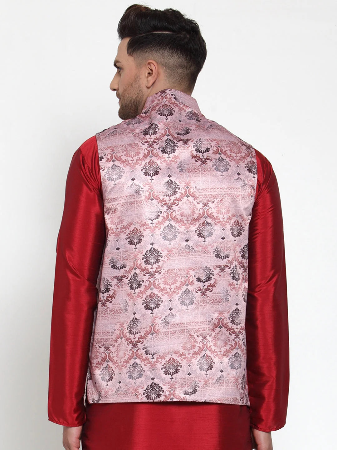 Pink Printed Nehru Jacket - Nehru Jackets for Weddings