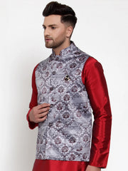 Men's Purple Printed Nehru Jacket